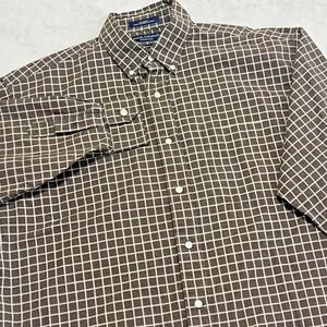 Daniel Cremieux Collection Men's Large Button Down Shirt Brown Plaid Long Sleeve